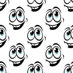 Seamless background pattern of cartoon happy faces