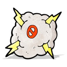 Cartoon Thunder Cloud With Number Zero N2
