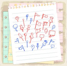 Set of hand drawn map pointers