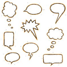 Hand drawn style of several speech bubbles