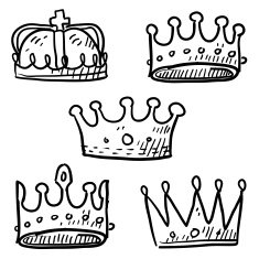 Set of wealthy crowns vector sketch