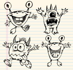 Doodle Sketch Monster Set