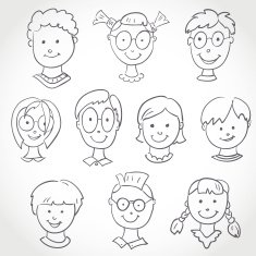 Kids Face Set Sketch N2