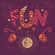 Fun hand-lettering typography label