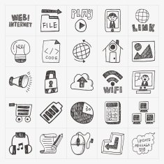 doodle internet web icon set