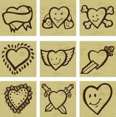 Grunge Heart Icons on board