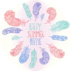Happy Summer Hippie Vector postcard