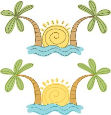 Sun and Palm Trees Doodle N2