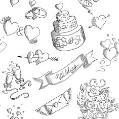 Seamless background with wedding design elements