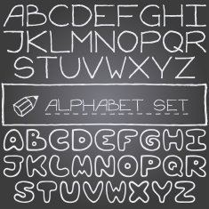 Hand drawn set on letters Chalk board effect