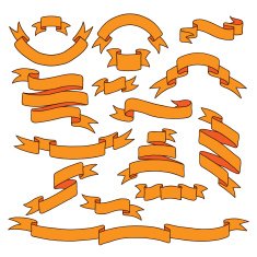 Vintage hand drawn set of ribbon banners N3