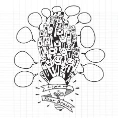 Hand drawing Group of success businessmen group
