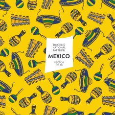 Seamless pattern of tourist attractions Mexico