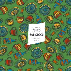 Seamless pattern of tourist attractions Mexico N2