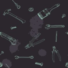 Doodle style tools background - seamless vector pattern