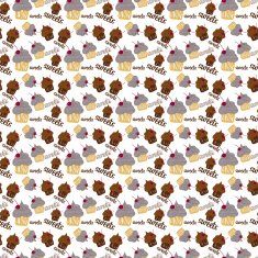 Colored seamless pattern with colorful fruit and chocolate cupca N2