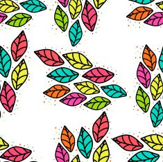 Seamless pattern with colored leaves on a white background