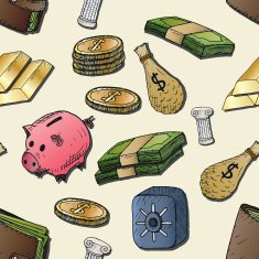 Money background Isolated hand-drawn elements