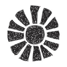 Simple doodle of a sun symbol