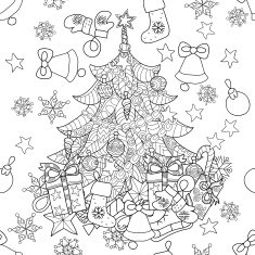 Merry Christmas zentangle fir tree doodle N2