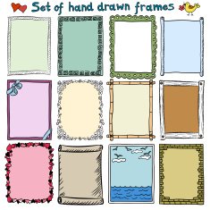 Set of Colored hand drawn frames