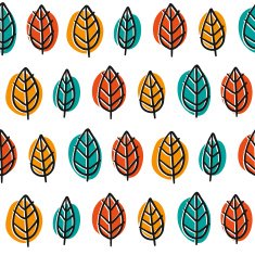 Cute doodle seamless pattern with bright leaves