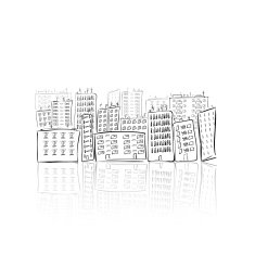 Hand drawn city of houses N2
