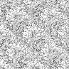 Vector Seamless Monochrome Floral Pattern N13