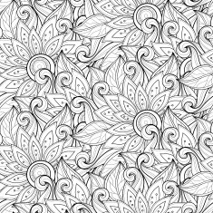 Vector Seamless Monochrome Floral Pattern N18