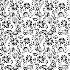 Vector Seamless Monochrome Floral Pattern N22