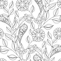 Vector Seamless Monochrome Floral Pattern N23