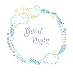 Hand drawn vector illustration - good night card with Wreath
