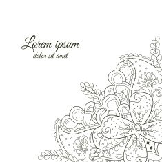Cute hand drawn black and white doodle corner for background