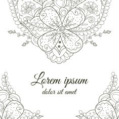 Cute hand drawn black and white doodle corner for background N2