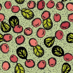 Lingonberry vector seamless pattern