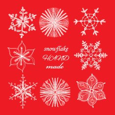 Set of different hand drawn snowflakes