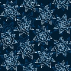 Henna MehendyTattoo Seamless Pattern on a blue background N4