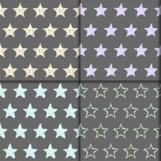 Doodle stars seamless pattern collection Hand drawn isolated set N2