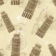 pattern with the Pisa Tower and bicycles N3
