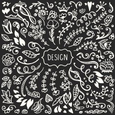 Set of vintage sketch elements