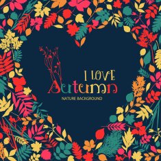 I love autumn Vector design illustration with heart