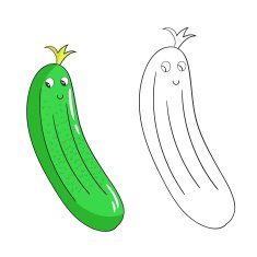 Educational coloring book cucumber vector N2