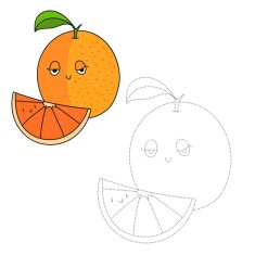 Educational game connect dots to draw orange N2