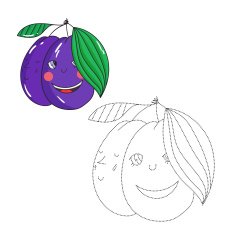 Educational game connect dots to draw plum vector N2