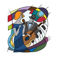 Illustration with abstract Jazz players