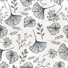 Leaf flowers and herbs seamless pattern N9