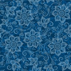 Henna Mehendi Tattoo Doodles Seamless Pattern on blue background
