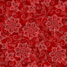 Henna Mehendi Tattoo Doodles Seamless Pattern on red background