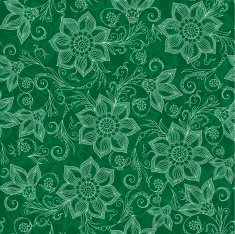Henna Mehendi Tattoo Doodles Seamless Pattern on green backgrou