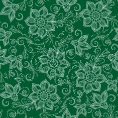 Henna Mehendi Tattoo Doodles Seamless Pattern on green backgrou N2